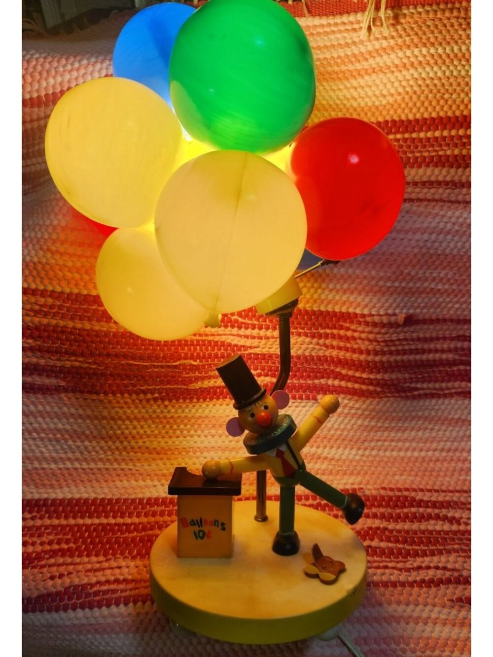 Vintage 1970s Dolly Toy Co. Clown Balloon Lamp